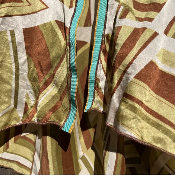 CAbi Silk Babydoll Kimono Vibrant Boho Front Tie Floral and Stripe Blouse S - Picture 12 of 14